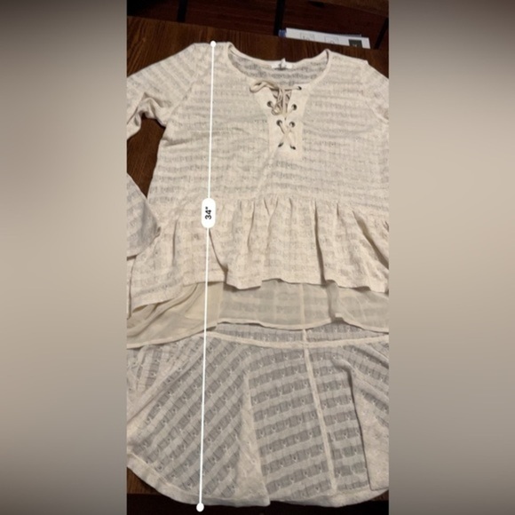 NWT Maurice’s pointelle high low‎ lace up duster top size 1X cream boho - Picture 10 of 16